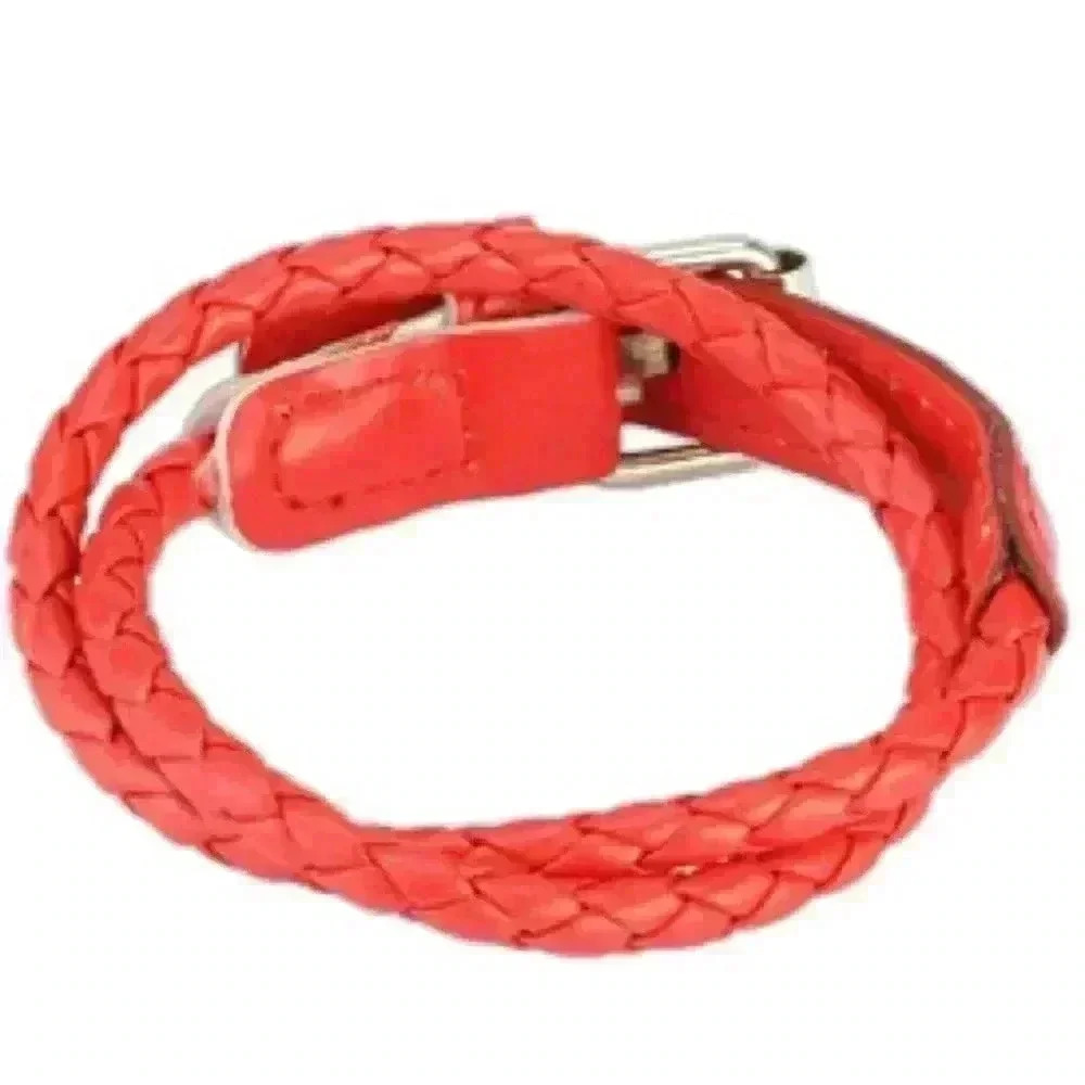 GENUINE Woven Leather Wrap in Red